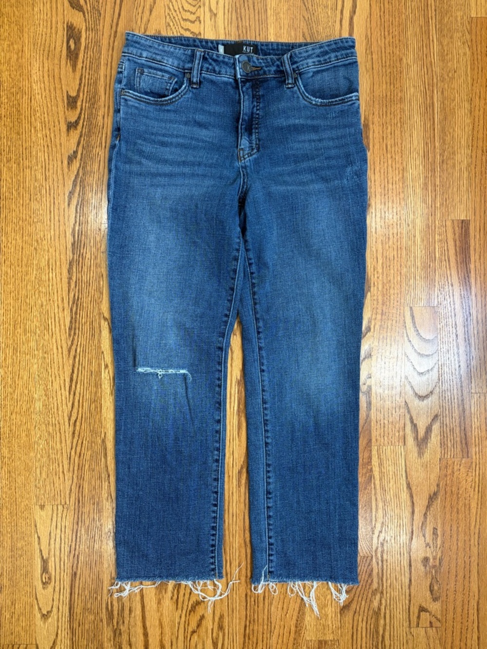 Kut from the Kloth Straight Leg Raw Hem Cropped  Jeans
